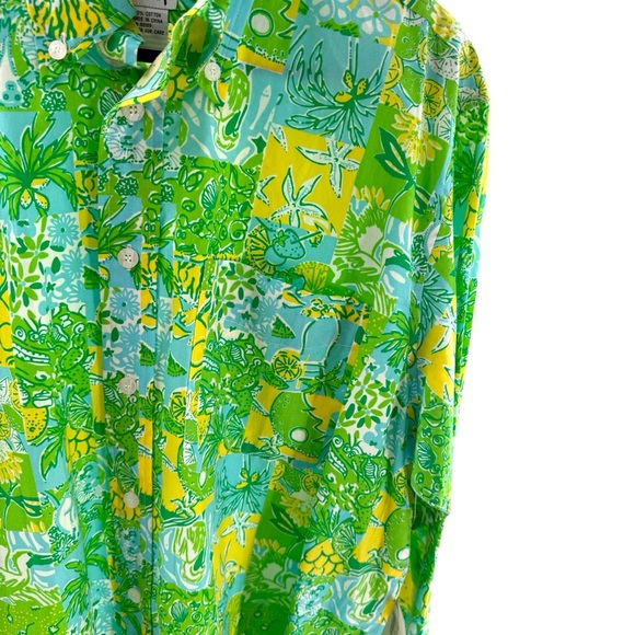 Colorful Green and Yellow Men's Shirt - Picture 11 of 14